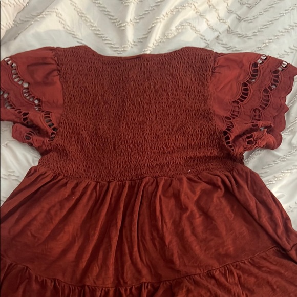 Torrid  Rust Cap Sleeve Ruffled Blouse - Picture 5 of 5